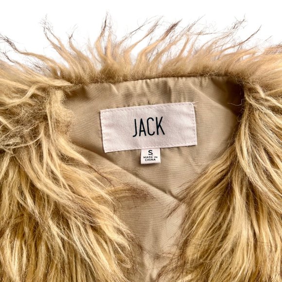 JACK Faux Fur Open Front Boho Vest: brown, tan, black - Picture 3 of 3